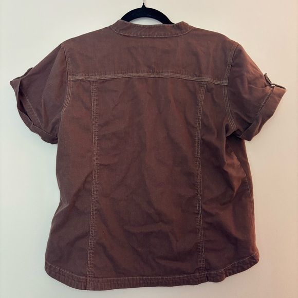 Denim & Co. Women’s Brown Button-Front Utility Shirt Size L - Picture 6 of 8